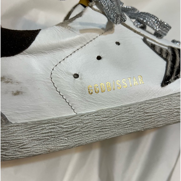 GOLDEN GOOSE Deluxe Brand Superstar Zebra-Striped Star Sneakers Size 9.5 - Picture 10 of 14